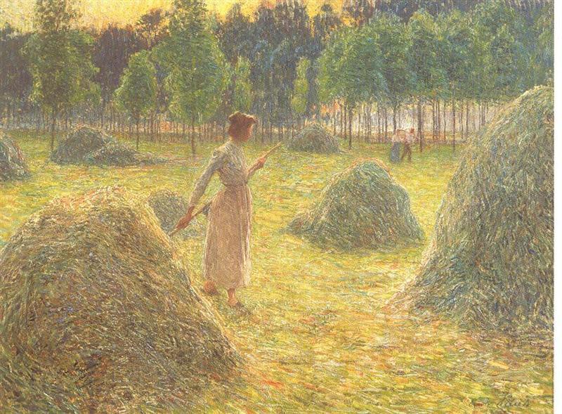 Emile Claus Hay stacks Norge oil painting art